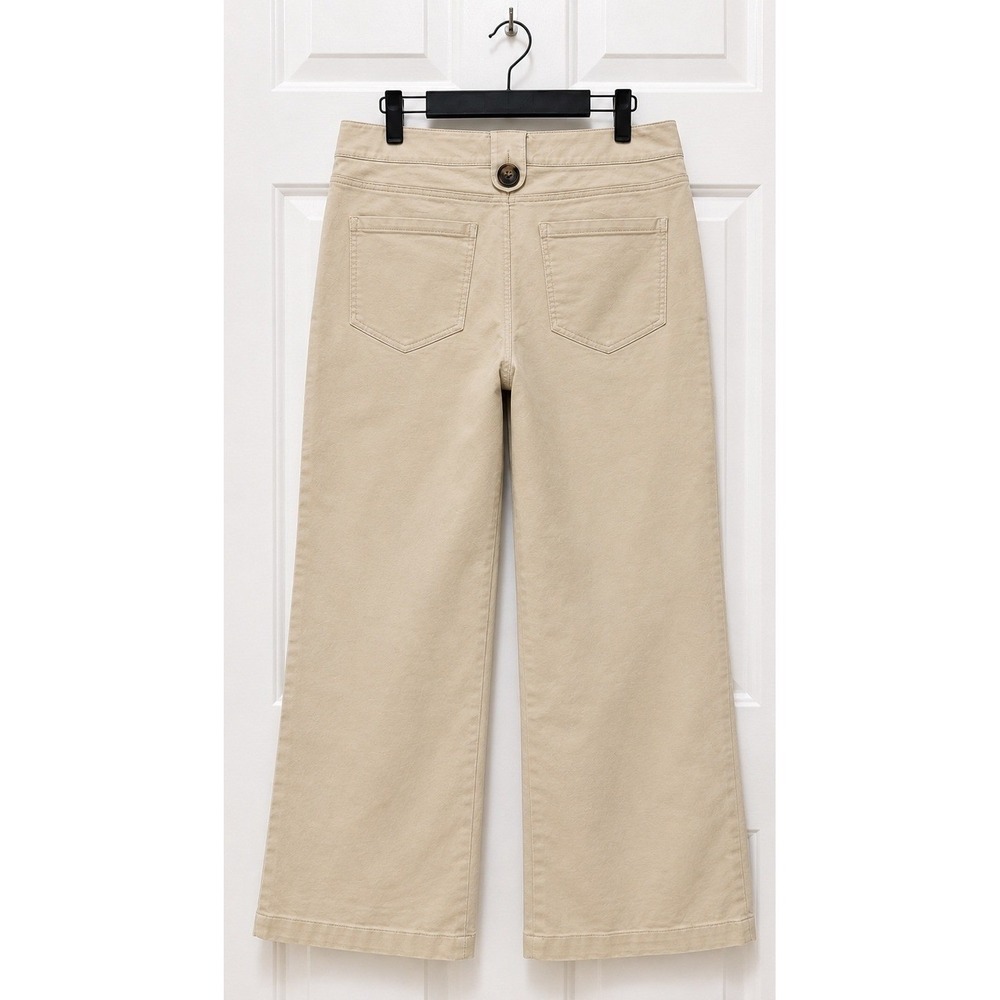 Talbots Khaki Wide Leg Pants 10 Long Stretch Trousers Preppy Quiet Luxury Casual - Picture 3 of 10